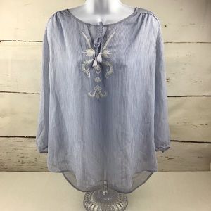 Striped embroidery top